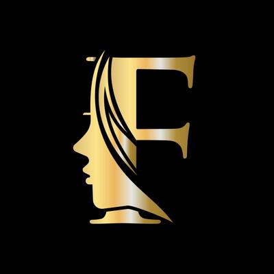 A gold letter e with a woman 's face in the middle.