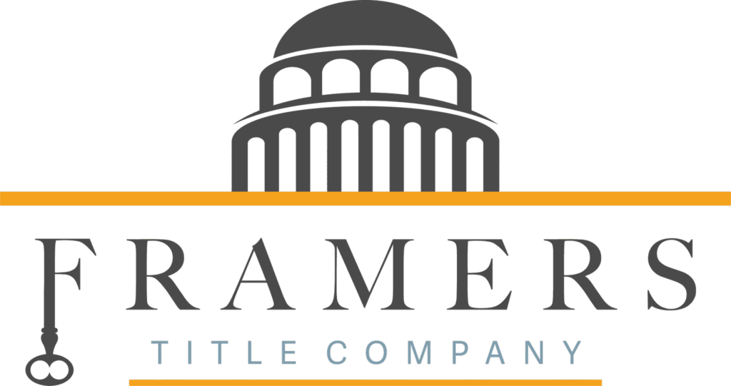 Framers Title logo: gray dome above orange line